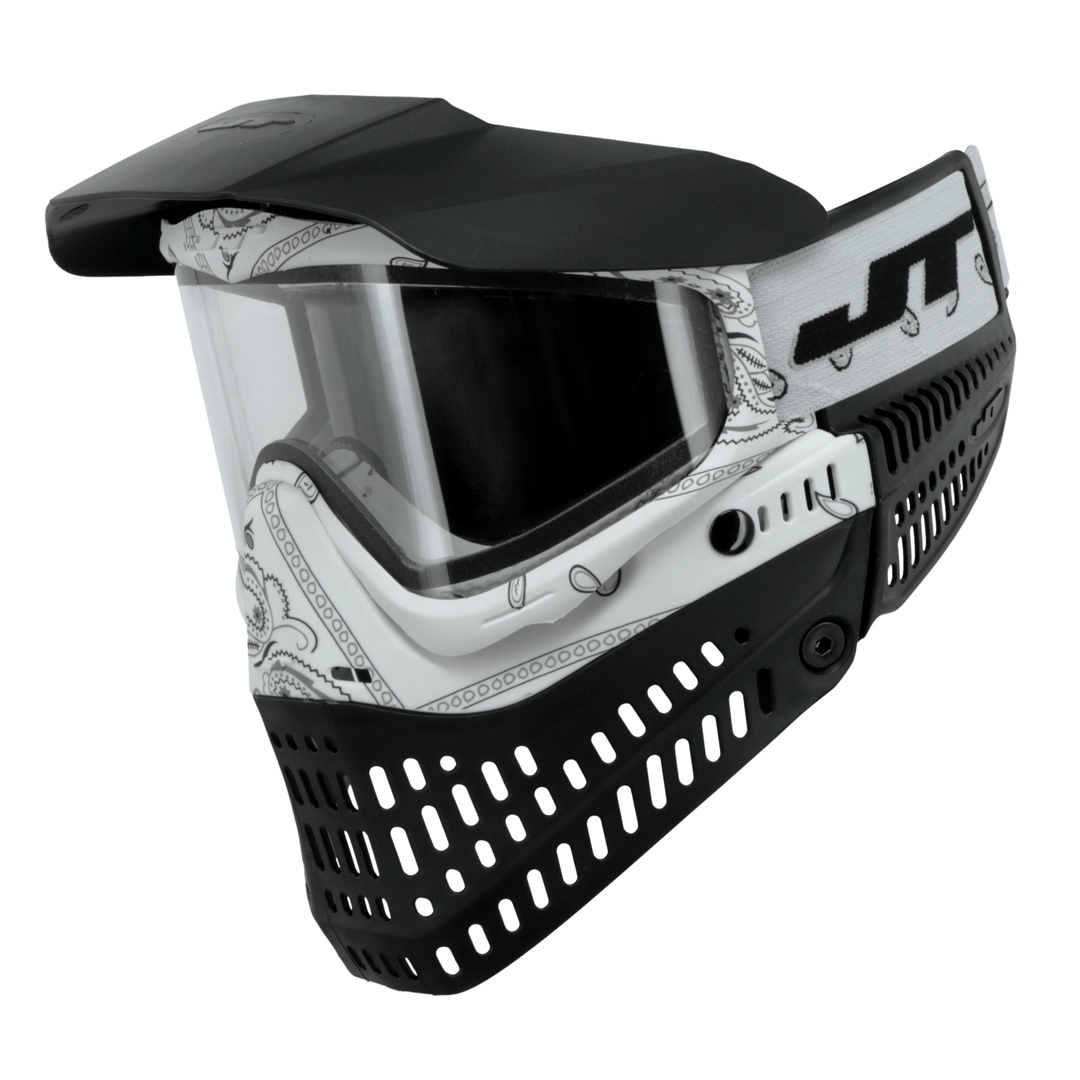 JT Bandana Series Proflex Paintball Mask - White w/ Clear Thermal Lens