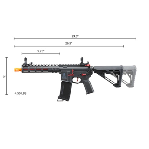 Lancer Tactical Gen 3 Archon 9" M-LOK M4 Airsoft Rifle w/ Delta Stock (Color: Black & Red