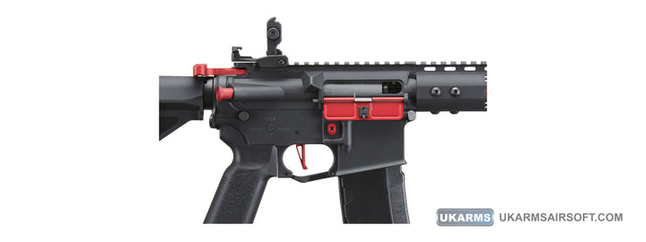 Lancer Tactical Gen 3 Archon 9" M-LOK M4 Airsoft Rifle w/ Delta Stock (Color: Black & Red