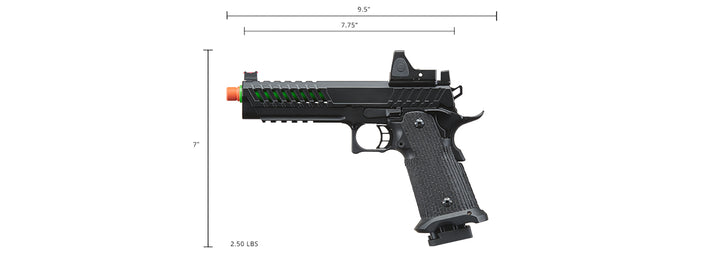 Lancer Tactical Knightshade Hi-Capa Gas Blowback Airsoft Pistol w/ Reflex Red Dot Sight - (Green)