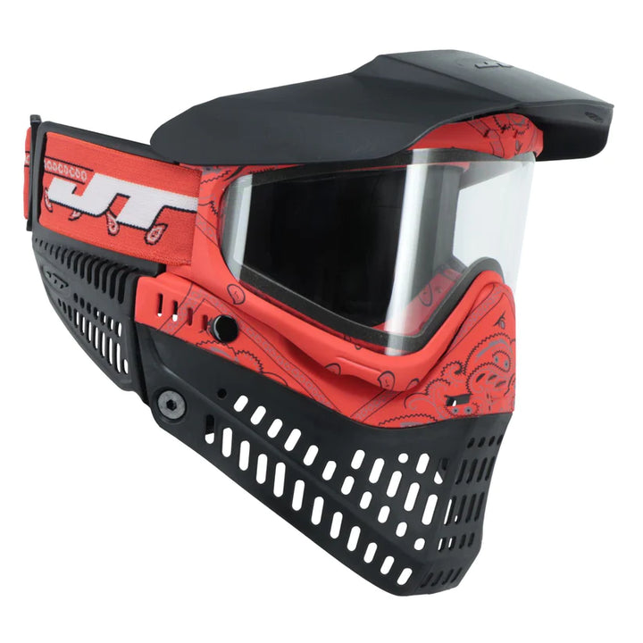 JT Bandana Series Proflex Paintball Mask - Red w/ Clear Thermal Lens