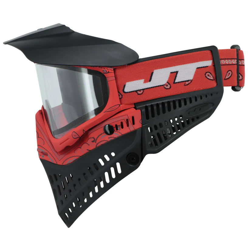 JT Bandana Series Proflex Paintball Mask - Red w/ Clear Thermal Lens