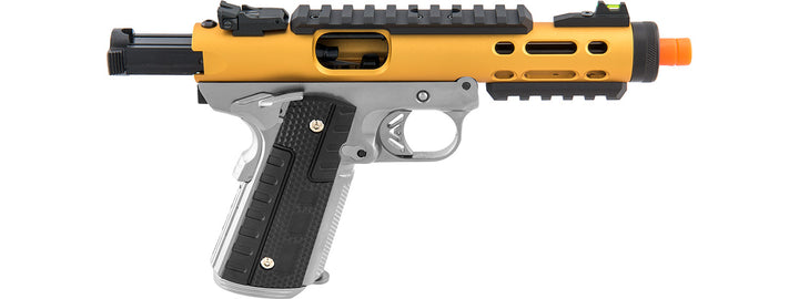 WE-Tech Galaxy 1911 Gas Blowback Airsoft Pistol (Color: Gold Slide w/ Silver Lower)